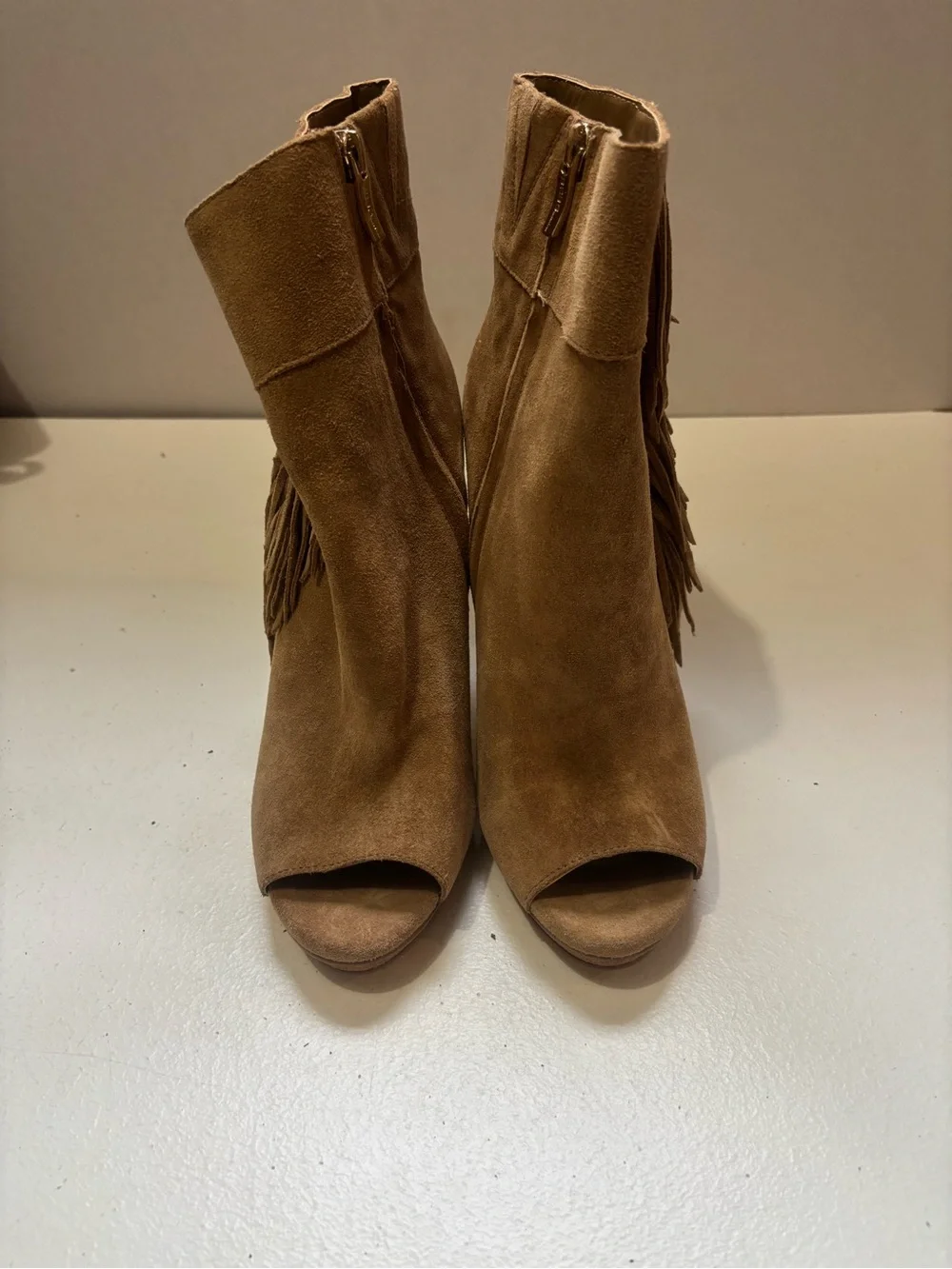 BCBGeneration Fringed Open Toe Booties Size 10 M